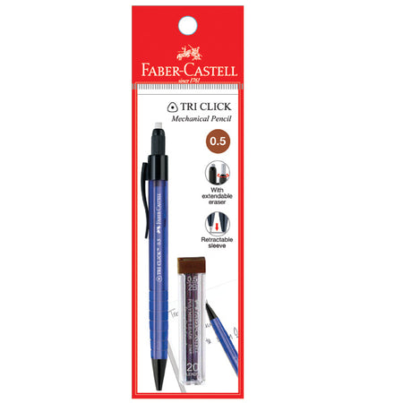 Tri Click Classic Mechanical Pencil with Leads, 1x PB 0.5