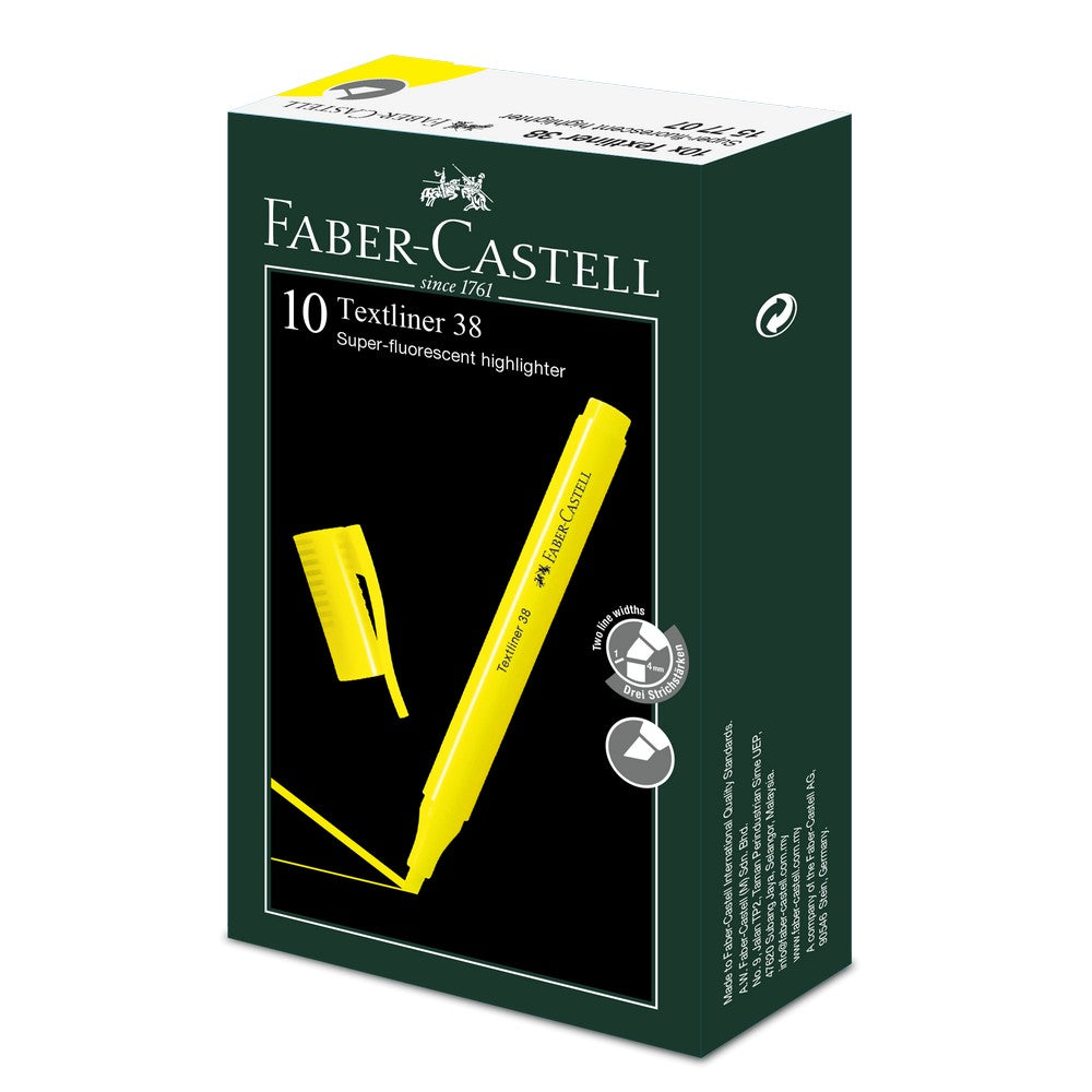 Highlighter Textliner 38 Superflourescent, Box of 10 Yellow – Faber ...