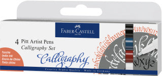 Pitt Artist Pen Calligraphy India Ink Pen, Set of 4 Classic