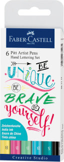 Pitt Artist Pen India Ink Pen, Set of 6 Lettering Pastel