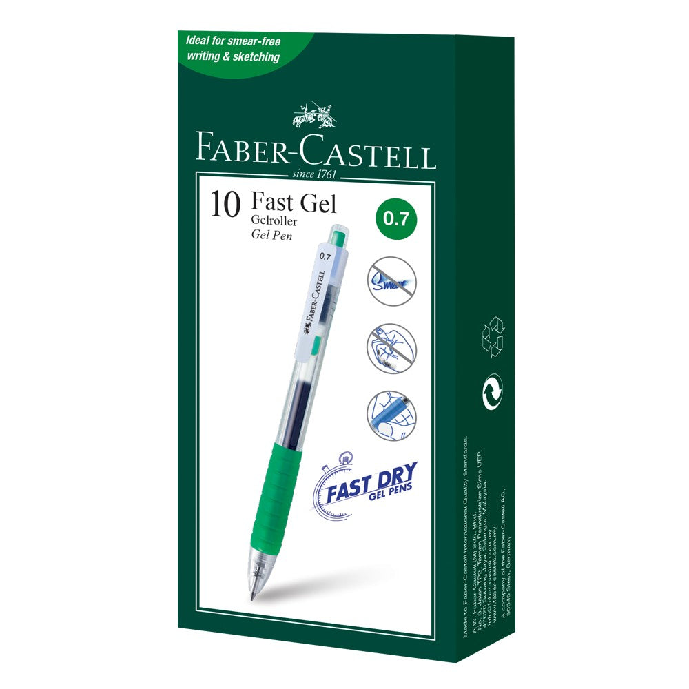 Gel Pen Fast Gel Box of 10, Green 0.7