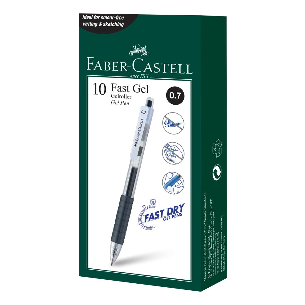 Gel Pen Fast Gel Box of 10, Black 0.7