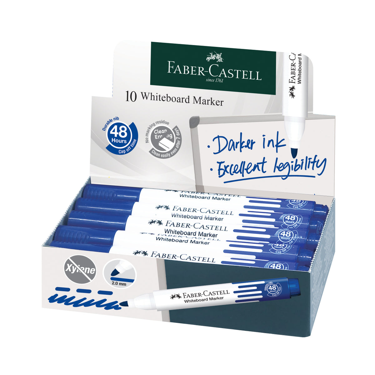 Whiteboard Marker W20 Bullet, Box of 10 Blue