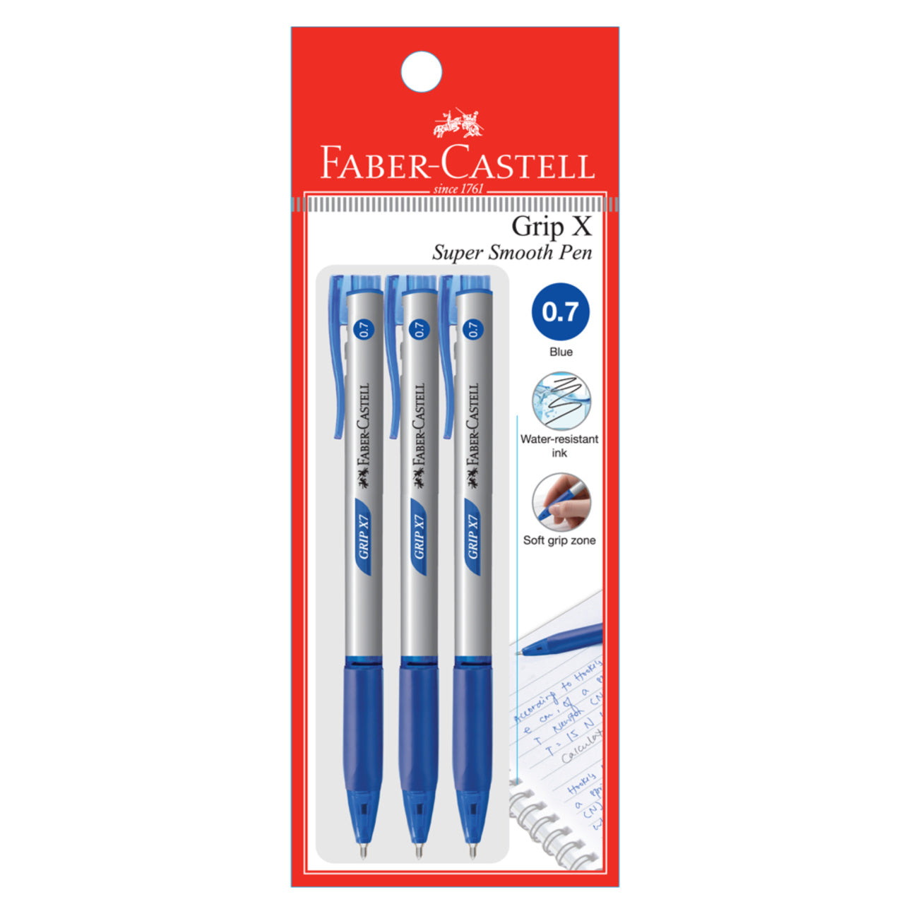 Ball Pen Grip X7 3xPB, Blue 0.7