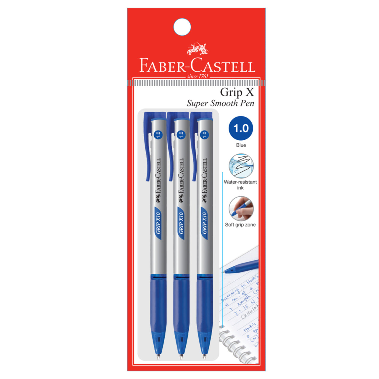 Ball Pen Grip X10 3xPB, Blue 1.0