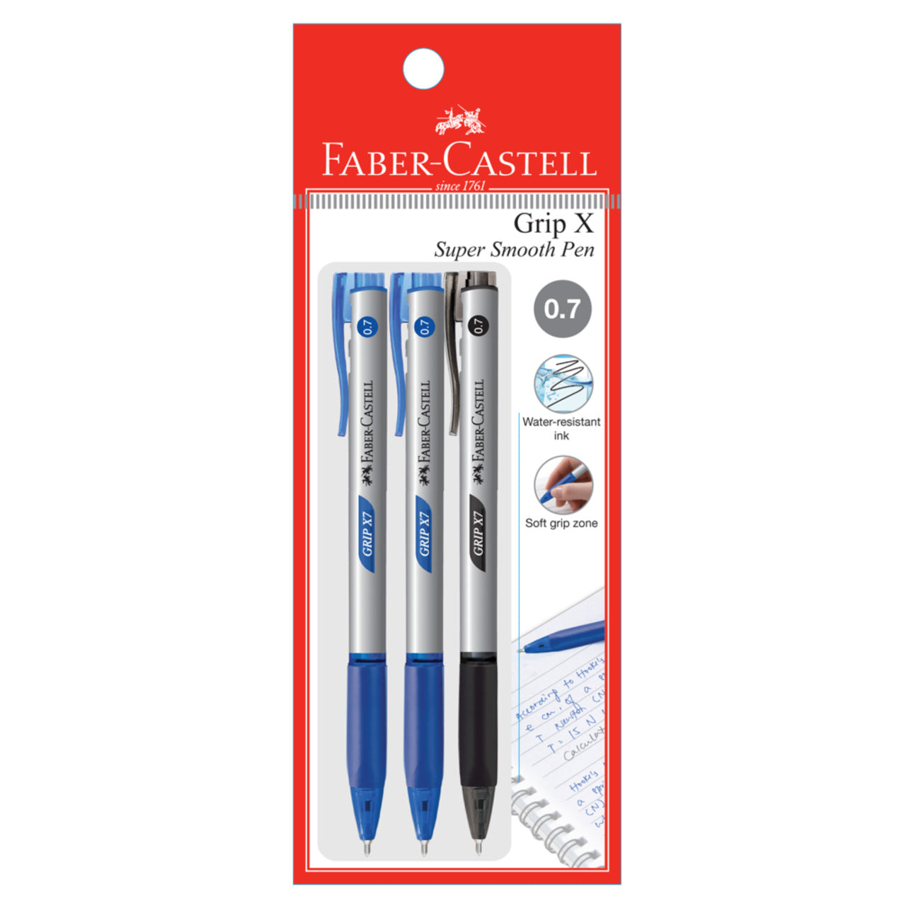 Ball Pen Grip X7 3xPB, 2Blue 1Black 0.7